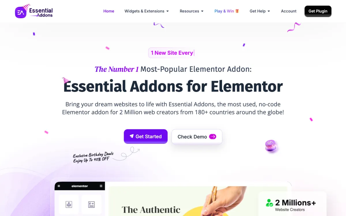 Essential Addons for Elementor in use